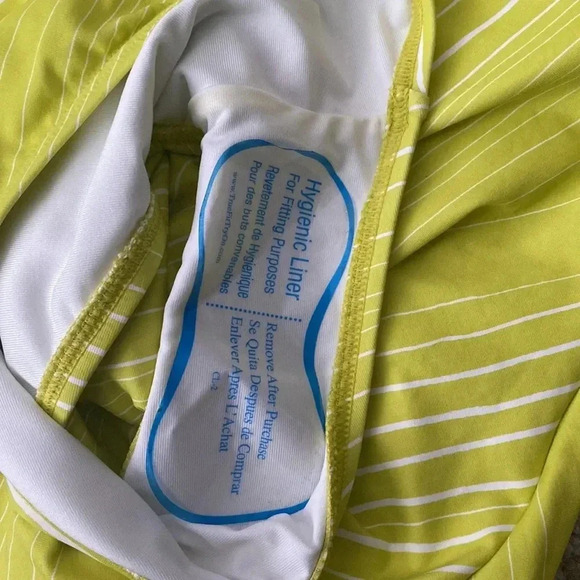 Vince Camuto Spliced Bandeau One Piece Swimsuit - Savona Stripe Color Limoncello - Picture 7 of 9